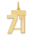 Small Satin Number 71 Charm Pendant in Real 14k Yellow Gold