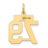 Small Satin Number 79 Charm Pendant in Real 14k Yellow Gold