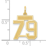 Small Satin Number 79 Charm Pendant in Real 14k Yellow Gold