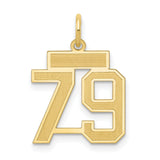 Small Satin Number 79 Charm Pendant in Real 14k Yellow Gold