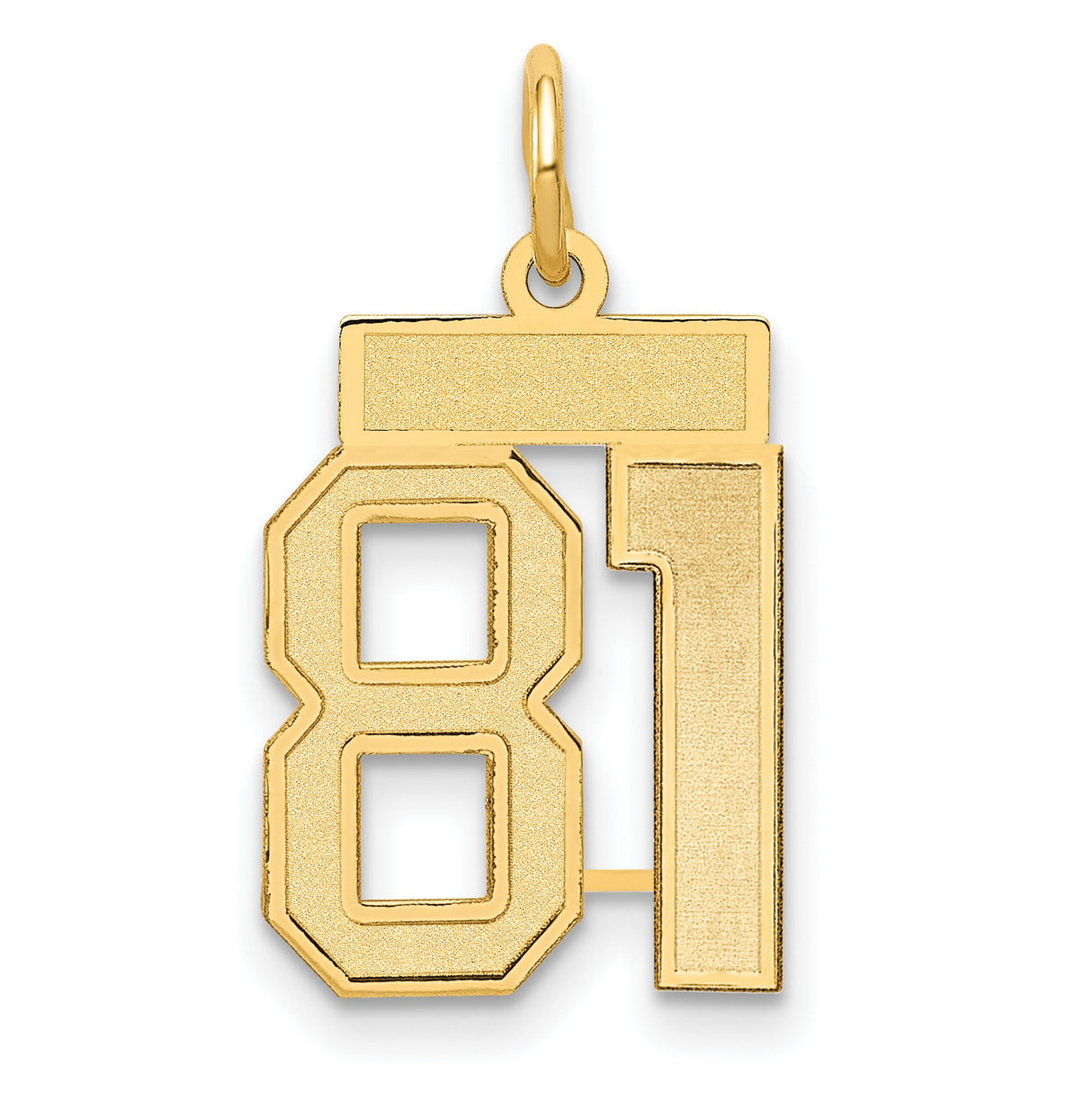 Small Satin Number 81 Charm Pendant in Real 14k Yellow Gold