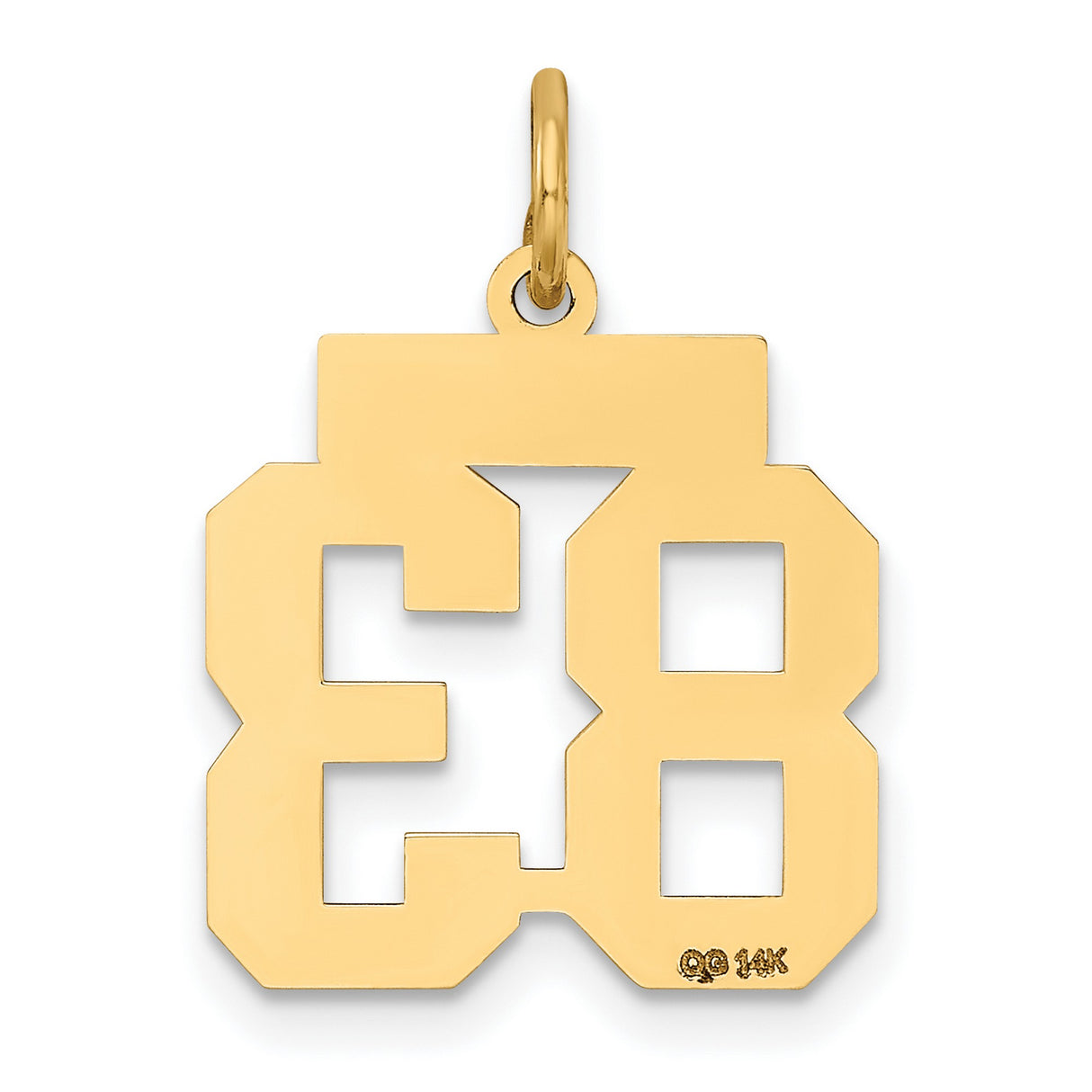14k Yellow Gold Number 83 Pendant Charm, Bold Varsity Style Sports Jewelry for Men or Women