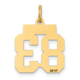 14k Yellow Gold Number 83 Pendant Charm, Bold Varsity Style Sports Jewelry for Men or Women