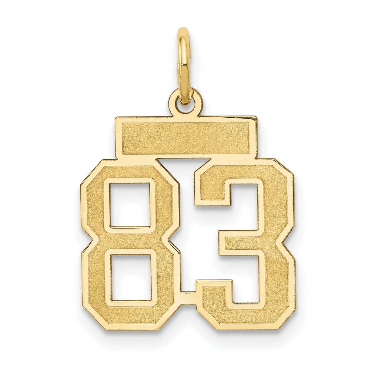 14k Yellow Gold Number 83 Pendant Charm, Bold Varsity Style Sports Jewelry for Men or Women