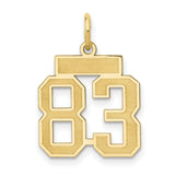 14k Yellow Gold Number 83 Pendant Charm, Bold Varsity Style Sports Jewelry for Men or Women