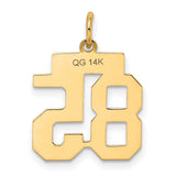 Small Satin Number 85 Charm Pendant in Real 14k Yellow Gold