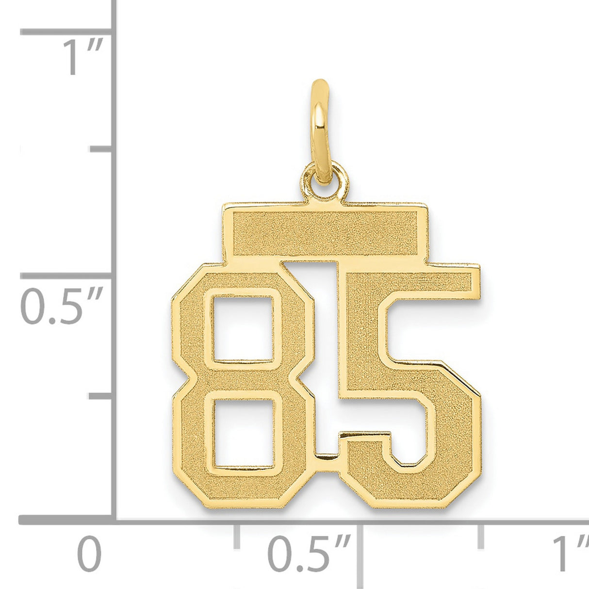 Small Satin Number 85 Charm Pendant in Real 14k Yellow Gold