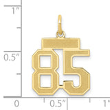 Small Satin Number 85 Charm Pendant in Real 14k Yellow Gold