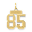 Small Satin Number 85 Charm Pendant in Real 14k Yellow Gold