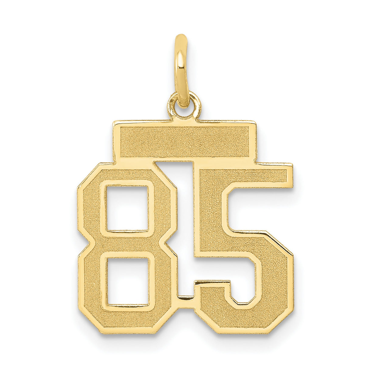 Small Satin Number 85 Charm Pendant in Real 14k Yellow Gold