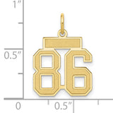 Small Satin Number 86 Charm Pendant in Real 14k Yellow Gold