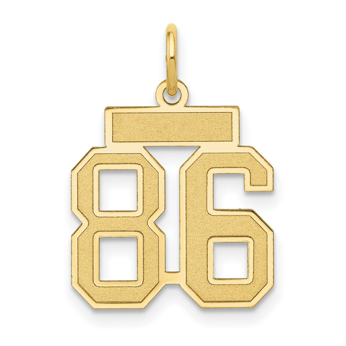 Small Satin Number 86 Charm Pendant in Real 14k Yellow Gold