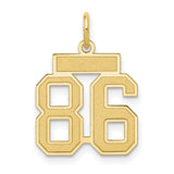 Small Satin Number 86 Charm Pendant in Real 14k Yellow Gold