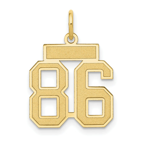 Small Satin Number 86 Charm Pendant in Real 14k Yellow Gold