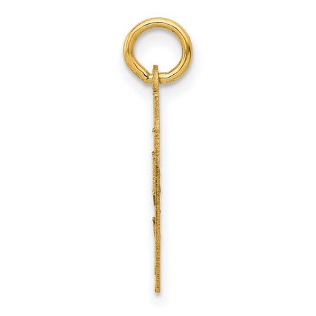 Small Satin Number 87 Charm Pendant in Real 14k Yellow Gold