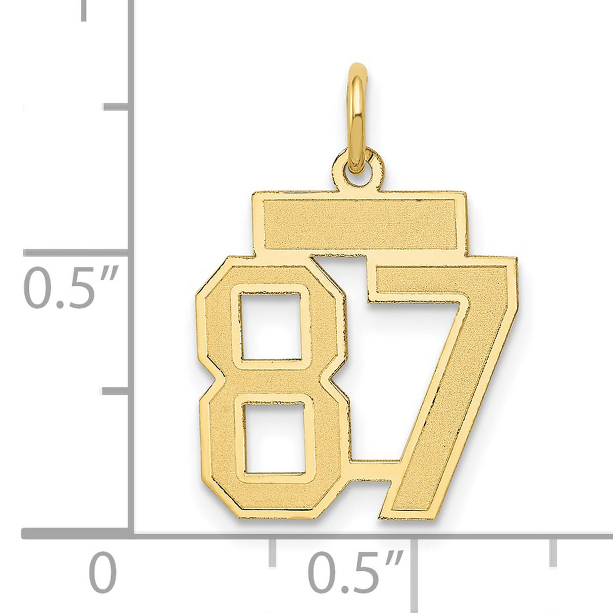 Small Satin Number 87 Charm Pendant in Real 14k Yellow Gold
