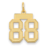 Small Satin Number 88 Charm Pendant in Real 14k Yellow Gold