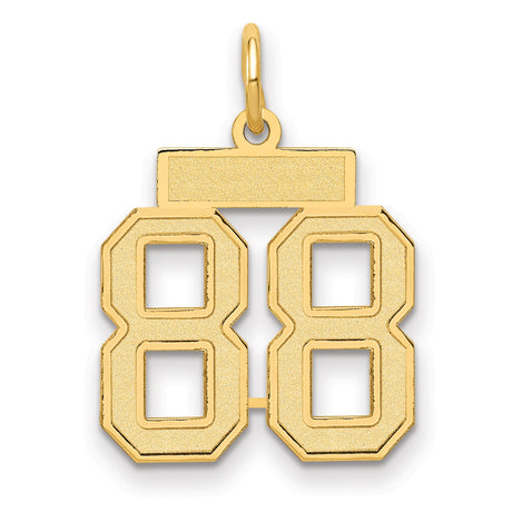 Small Satin Number 88 Charm Pendant in Real 14k Yellow Gold