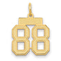 Small Satin Number 88 Charm Pendant in Real 14k Yellow Gold