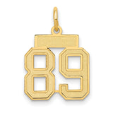 Small Satin Number 89 Charm Pendant in Real 14k Yellow Gold