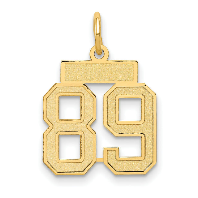 Small Satin Number 89 Charm Pendant in Real 14k Yellow Gold