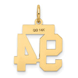 Small Satin Number 94 Charm Pendant in Real 14k Yellow Gold