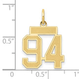 Small Satin Number 94 Charm Pendant in Real 14k Yellow Gold