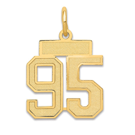 14k Yellow Gold Number 95 Pendant Charm, Bold Block Design Unisex Jewelry