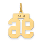 Small Satin Number 96 Charm Pendant in Real 14k Yellow Gold
