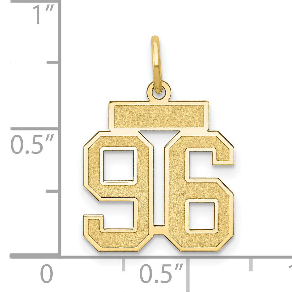 Small Satin Number 96 Charm Pendant in Real 14k Yellow Gold