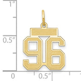 Small Satin Number 96 Charm Pendant in Real 14k Yellow Gold