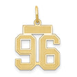 Small Satin Number 96 Charm Pendant in Real 14k Yellow Gold