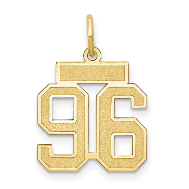 Small Satin Number 96 Charm Pendant in Real 14k Yellow Gold