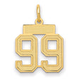 14k Yellow Gold Number 99 Pendant, Block Style Sports Design with Polished and Textured Finish