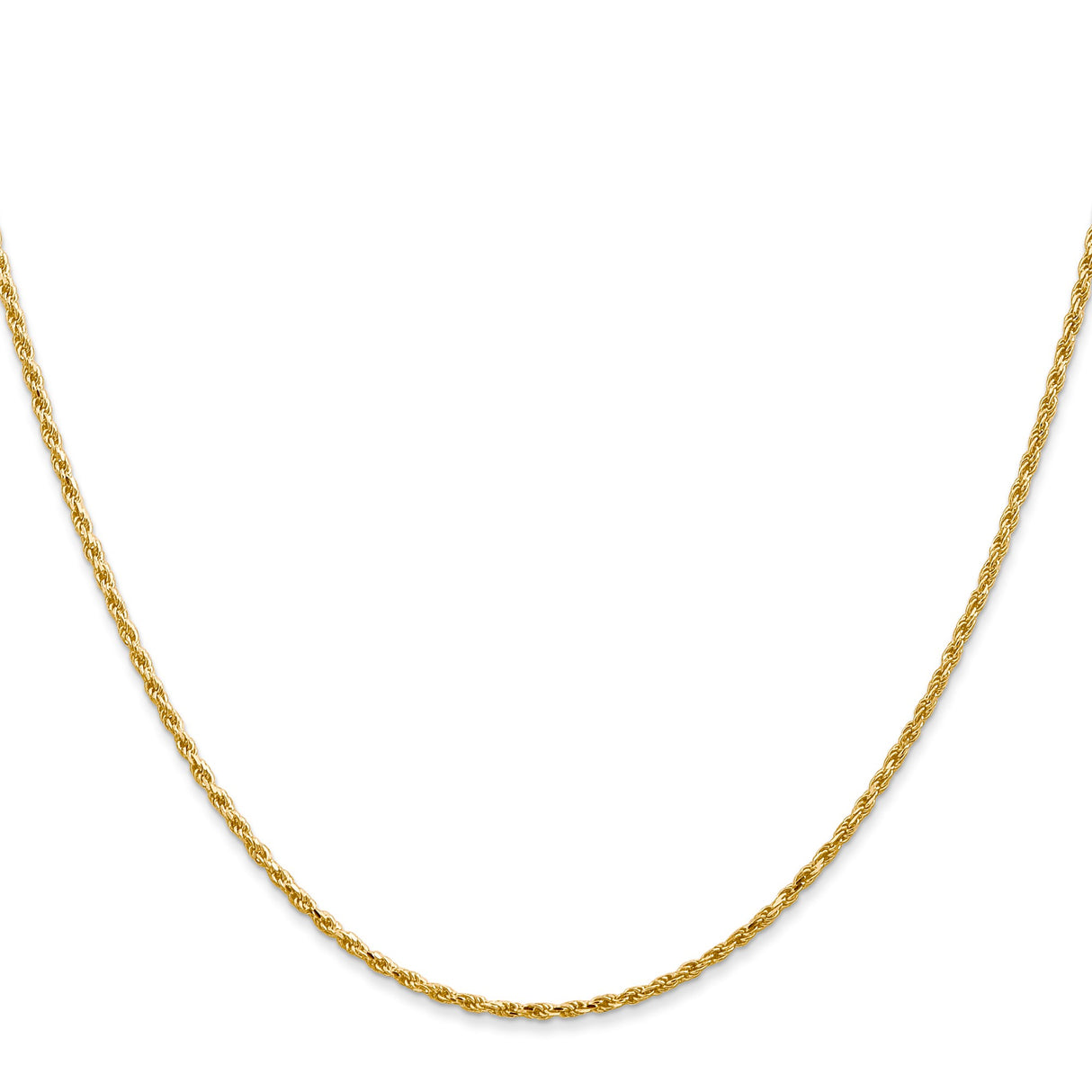 14K Yellow Gold 1.3 mm Rope Chain Necklace, Polished