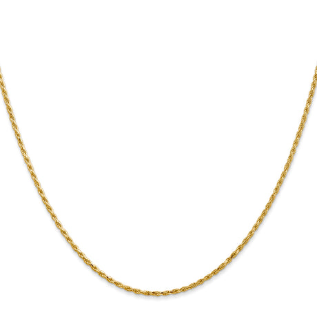 14K Yellow Gold 1.3 mm Rope Chain Necklace, Polished