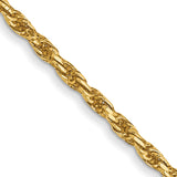 14K Yellow Gold 1.3 mm Rope Chain Necklace, Polished detail view