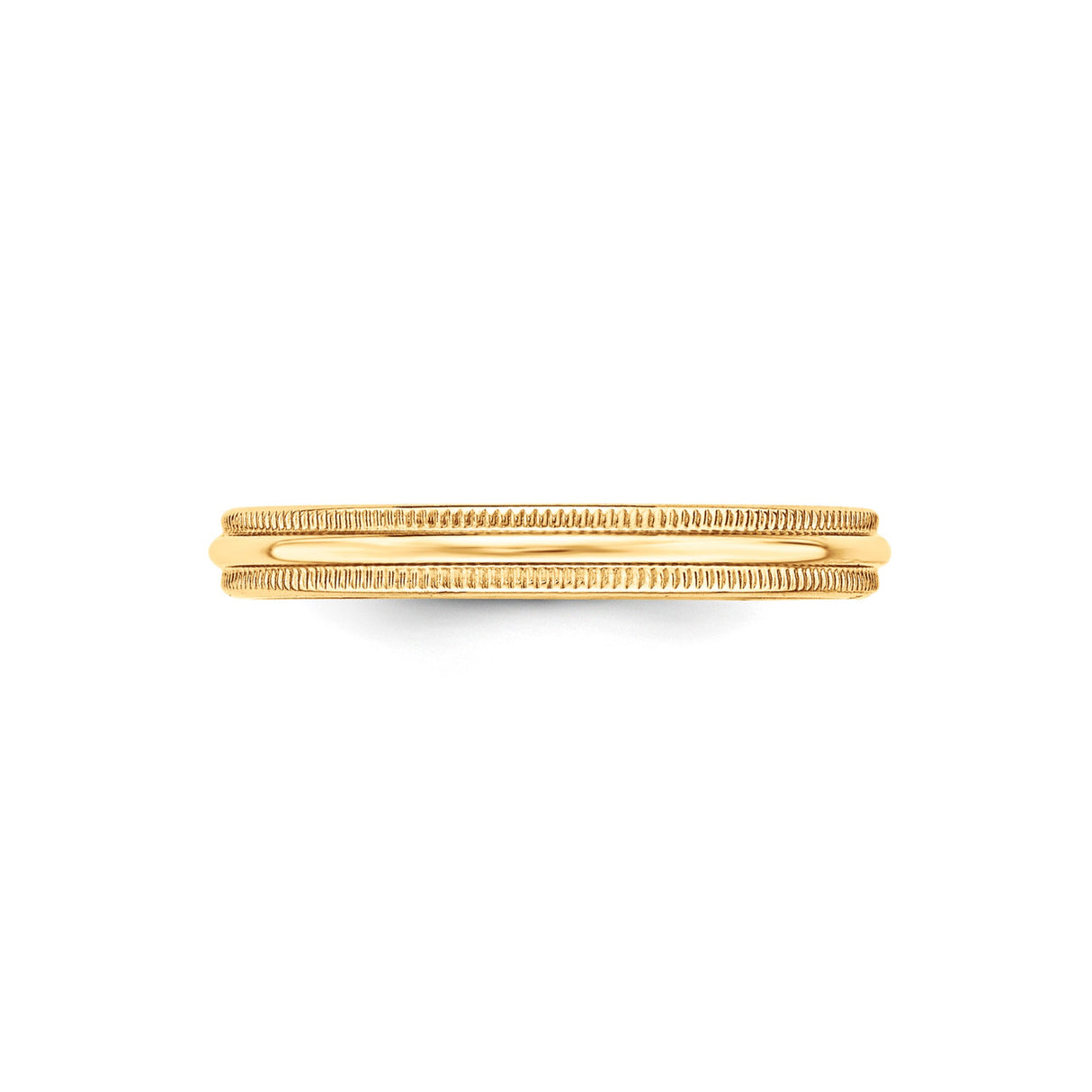 14k Yellow Gold Milgrain, Domed wedding band ring detail view