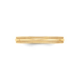 14k Yellow Gold Milgrain, Domed wedding band ring detail view