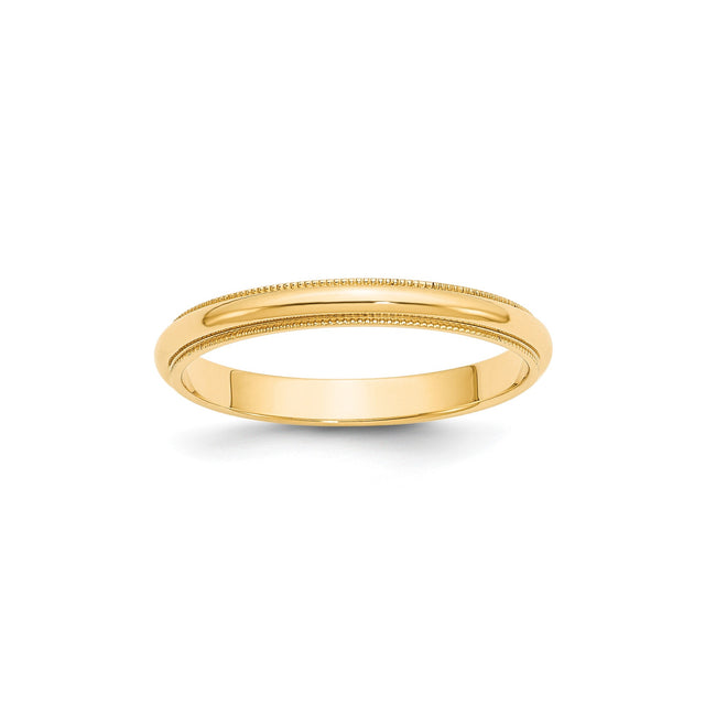 14k Yellow Gold Milgrain, Domed wedding band ring
