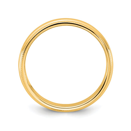 10k Yellow Gold Milgrain, Domed wedding band ring alternate angle