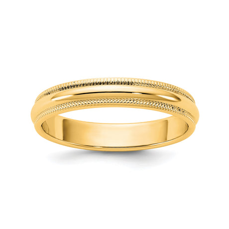 10k Yellow Gold Milgrain, Domed wedding band ring