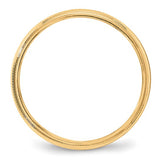 14K Yellow Gold Milgrain Domed Half-Round No Stone Wedding Band, 4mm Ring, Elegant