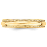 14K Yellow Gold Milgrain Domed Half-Round No Stone Wedding Band, 4mm Ring, Elegant