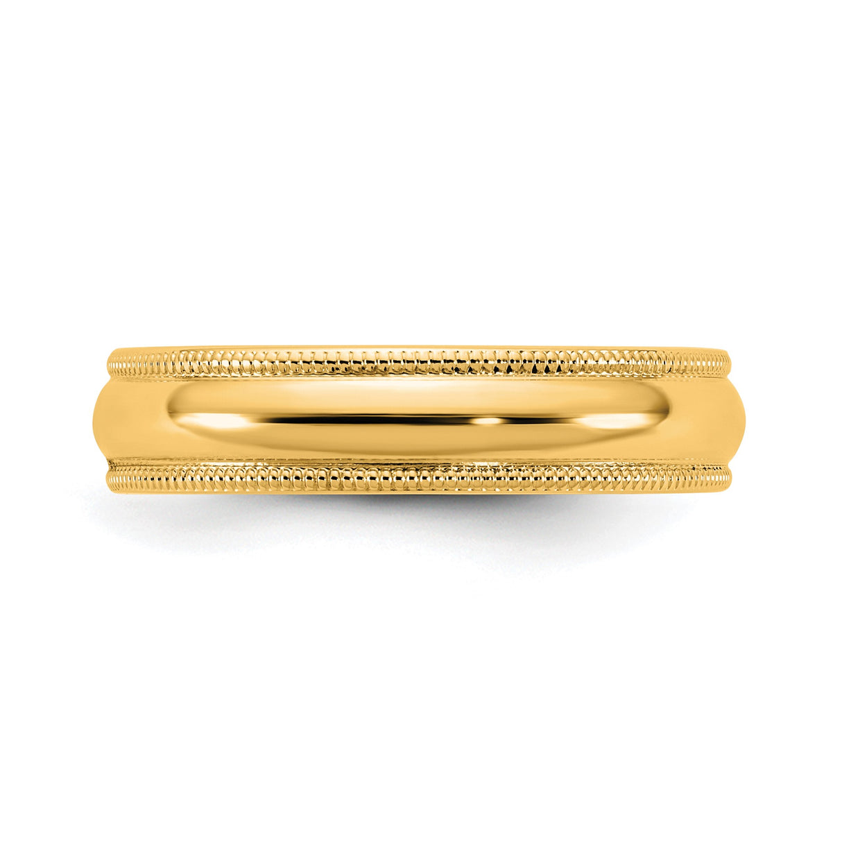 10k Yellow Gold Milgrain, Domed wedding band ring detail view