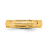 10k Yellow Gold Milgrain, Domed wedding band ring detail view