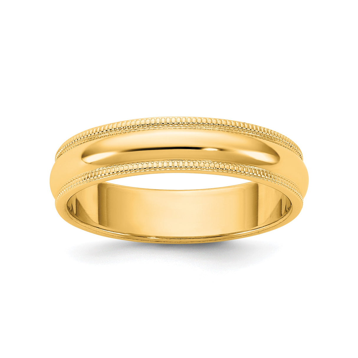 10k Yellow Gold Milgrain, Domed wedding band ring
