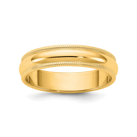 10k Yellow Gold Milgrain, Domed wedding band ring