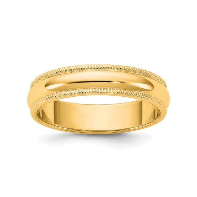 10k Yellow Gold Milgrain, Domed wedding band ring