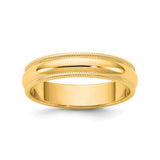 14k Yellow Gold Milgrain, Domed wedding band ring